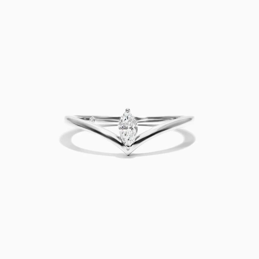 Anel De Ouro Branco 18k Em V de Luxo Diamante Solitario