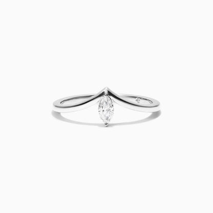 Anel De Ouro Branco 18k Em V de Luxo Diamante Solitario