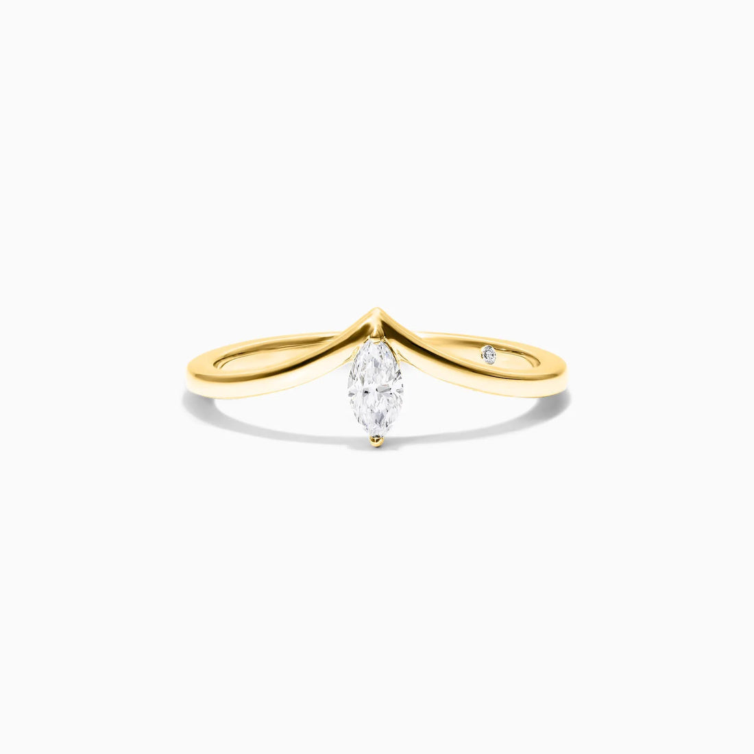 Anel De Ouro Amarelo 18k Em V de Luxo Diamante Solitario