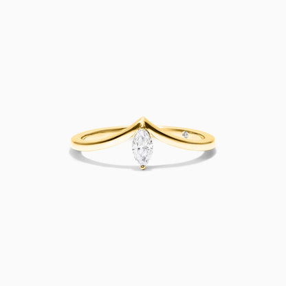Anel De Ouro Amarelo 18k Em V de Luxo Diamante Solitario