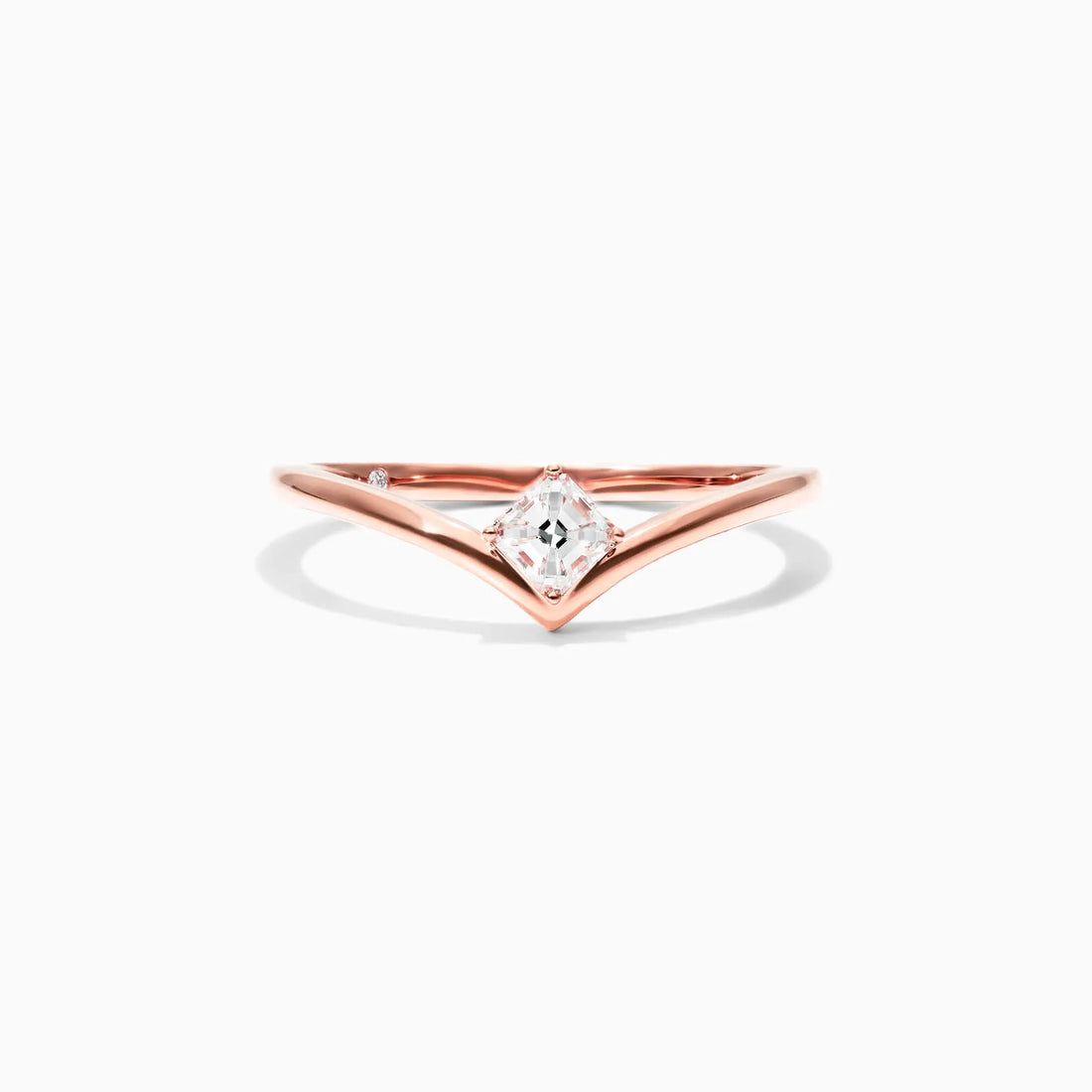 Anel De Ouro Rosa 18k Em V De Luxo Diamante Solitario Sally