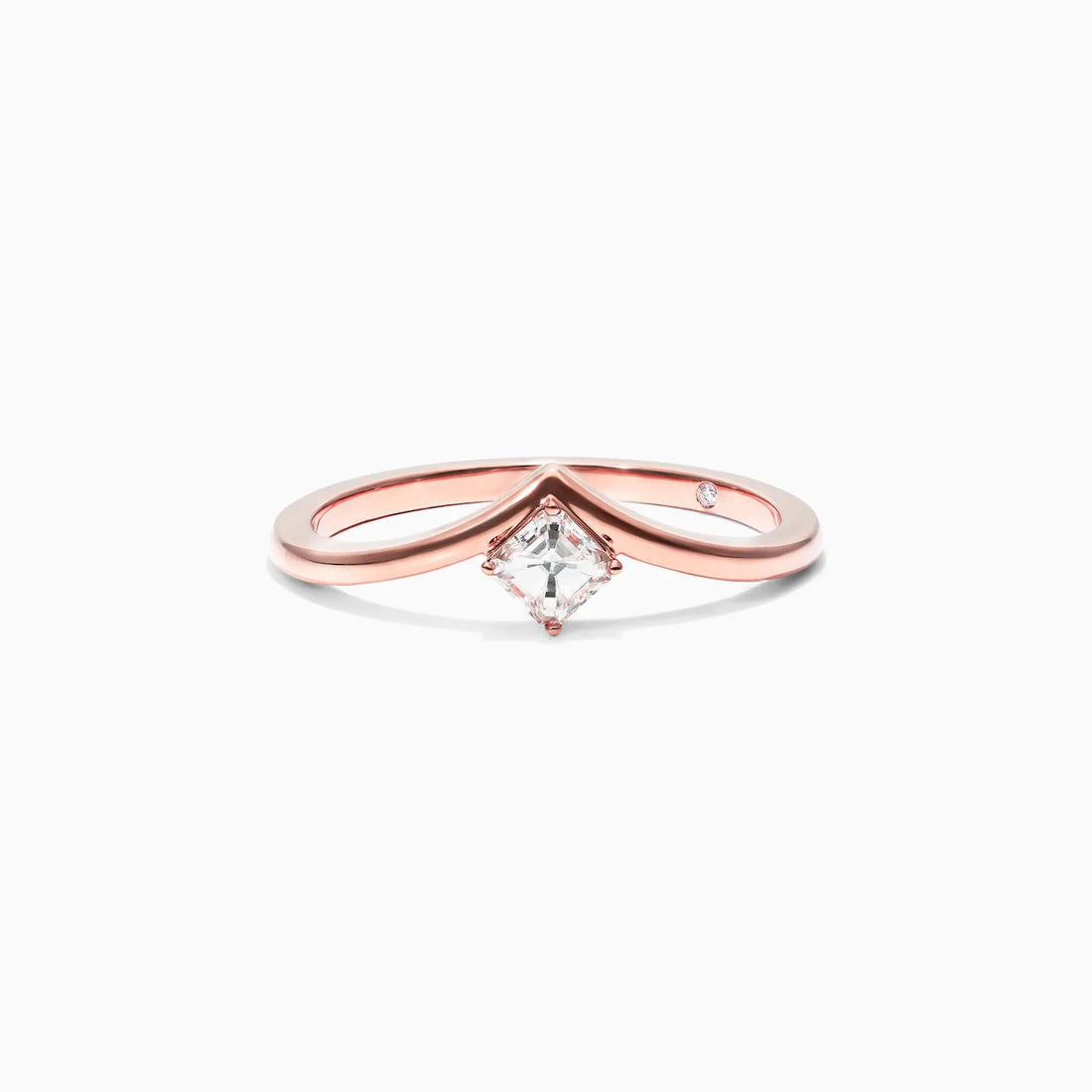 Anel De Ouro Rosa 18k Em V De Luxo Diamante Solitario Sally