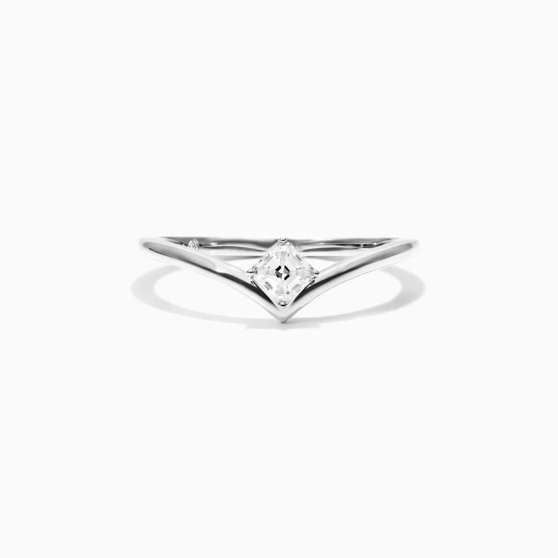 Anel De Ouro Branco 18k Em V De Luxo Diamante Solitario Sally