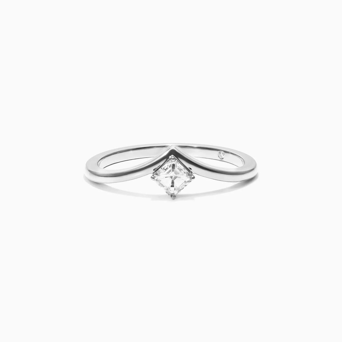 Anel De Ouro Branco 18k Em V De Luxo Diamante Solitario Sally