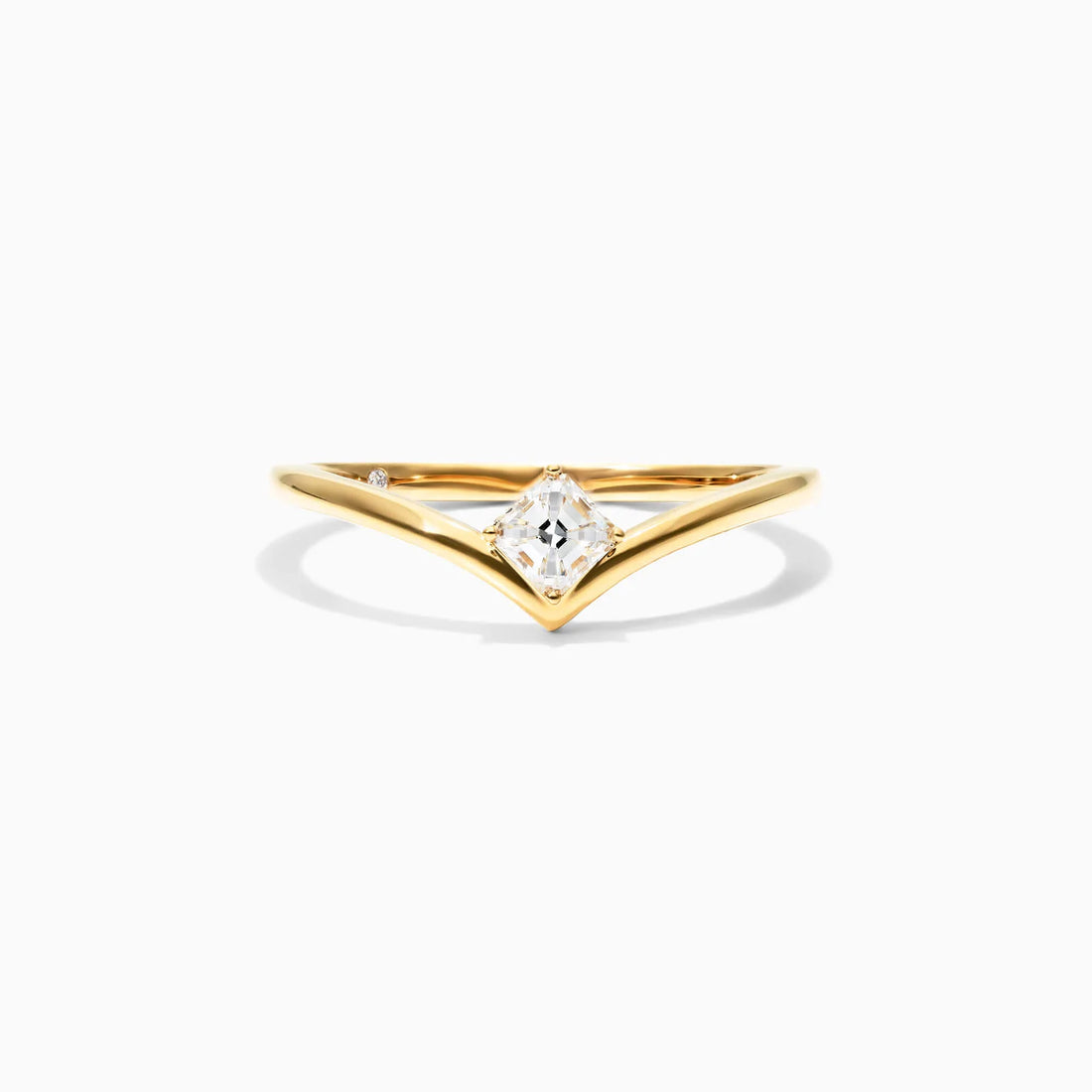 Anel De Ouro Amarelo 18k Em V De Luxo Diamante Solitario Sally