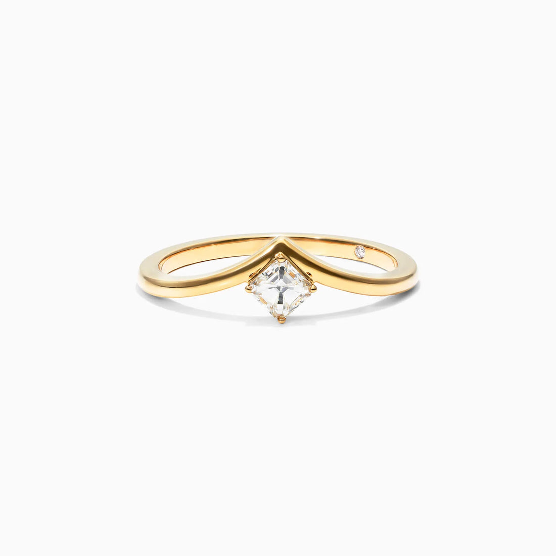 Anel De Ouro Amarelo 18k Em V De Luxo Diamante Solitario Sally