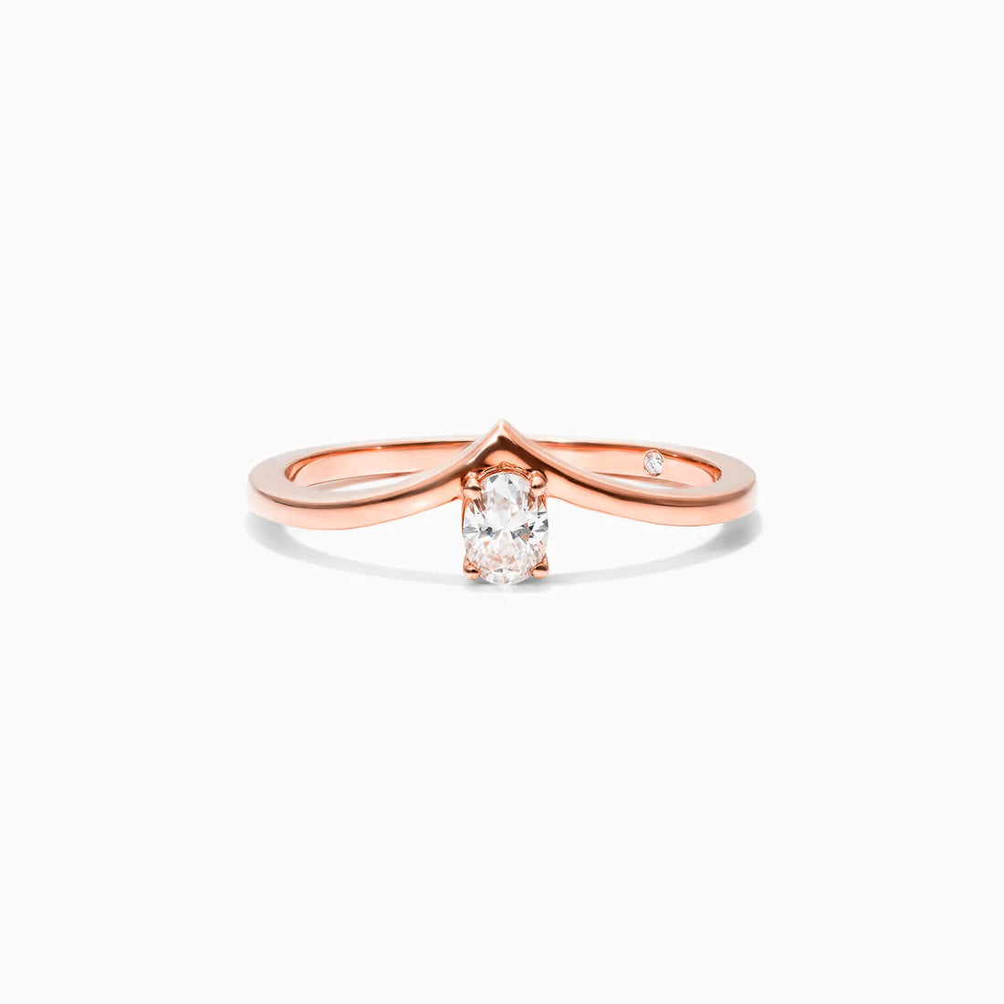 Anel De Ouro Rosa 18k Em V De Luxo Diamante Solitario Queen