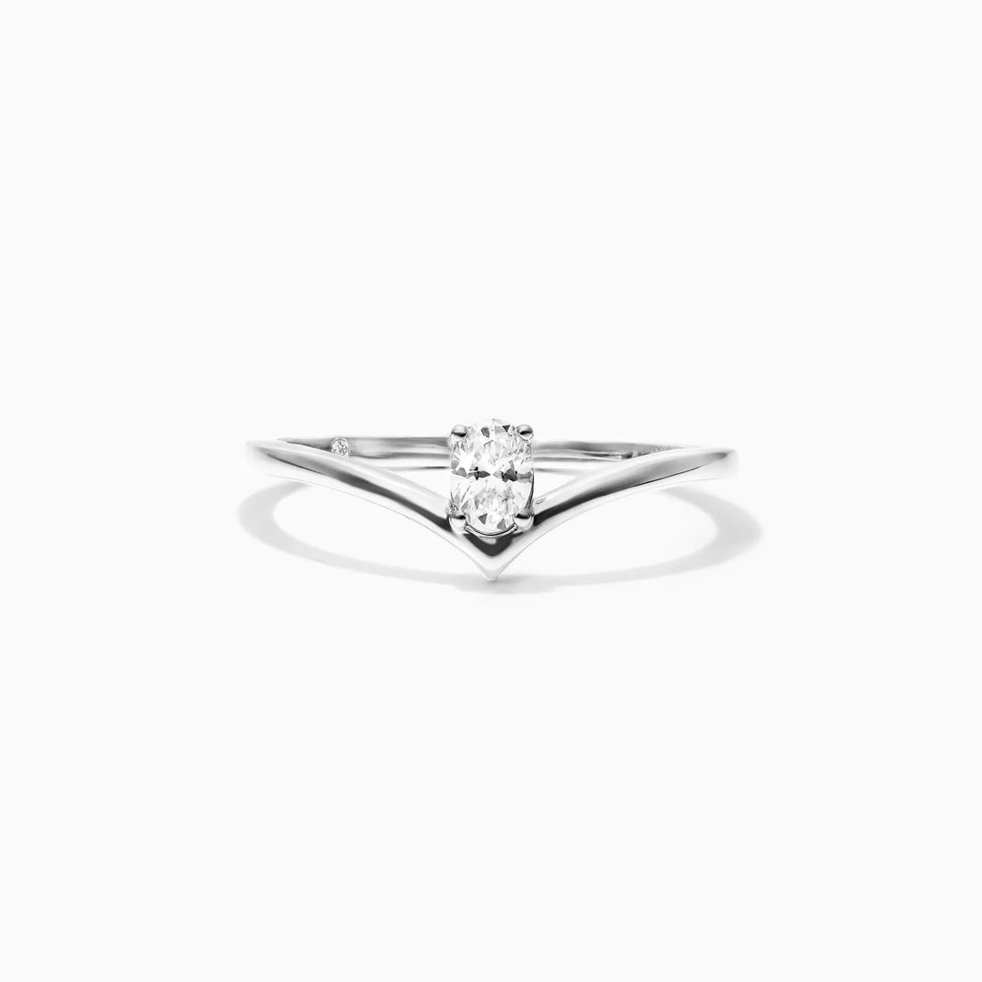 Anel De Ouro Branco 18k Em V De Luxo Diamante Solitario Queen