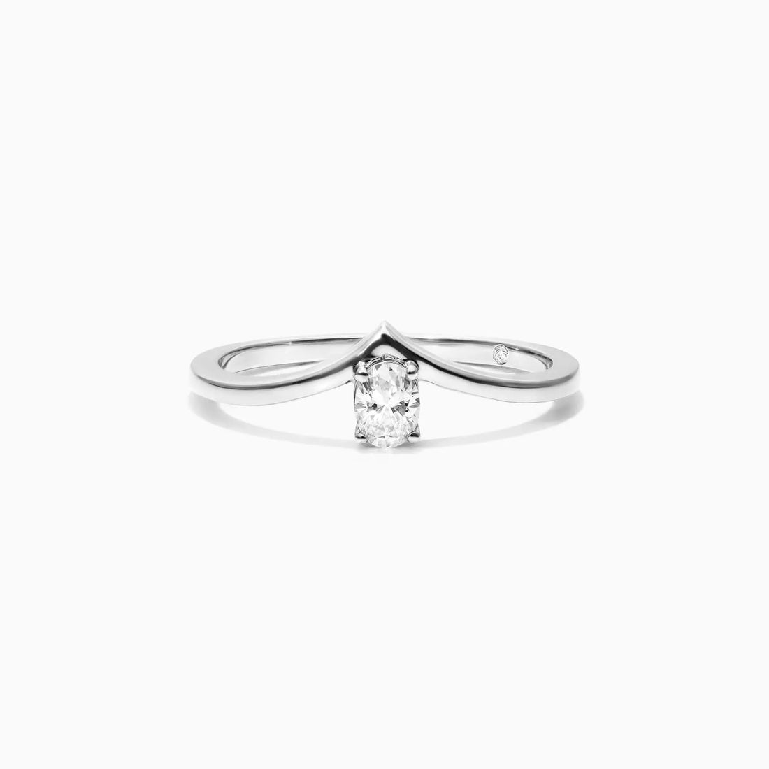 Anel De Ouro Branco 18k Em V De Luxo Diamante Solitario Queen