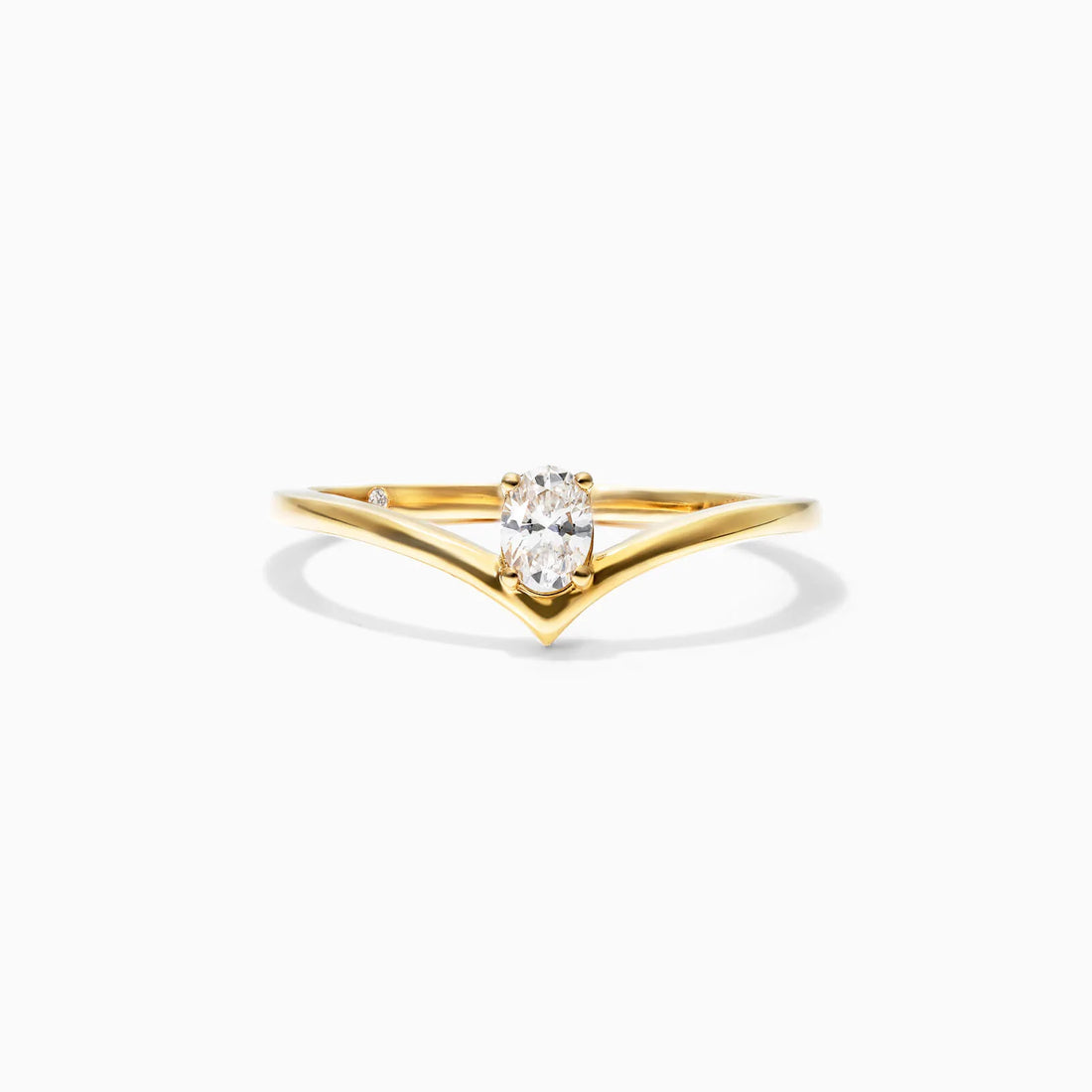 Anel De Ouro Amarelo 18k Em V De Luxo Diamante Solitario Queen