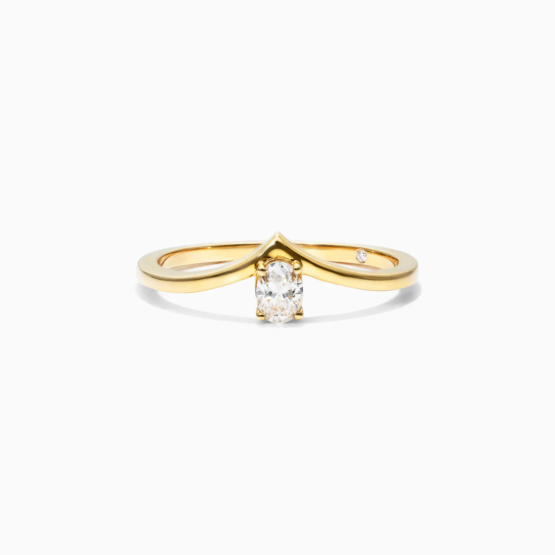 Anel De Ouro Amarelo 18k Em V De Luxo Diamante Solitario Queen