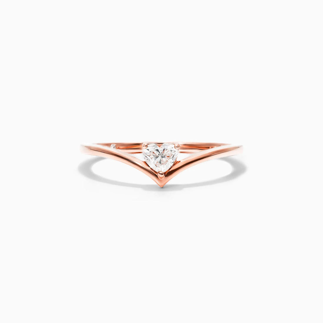 Anel De Ouro Rosa 18k Em V De Luxo Diamante Solitario Hearth