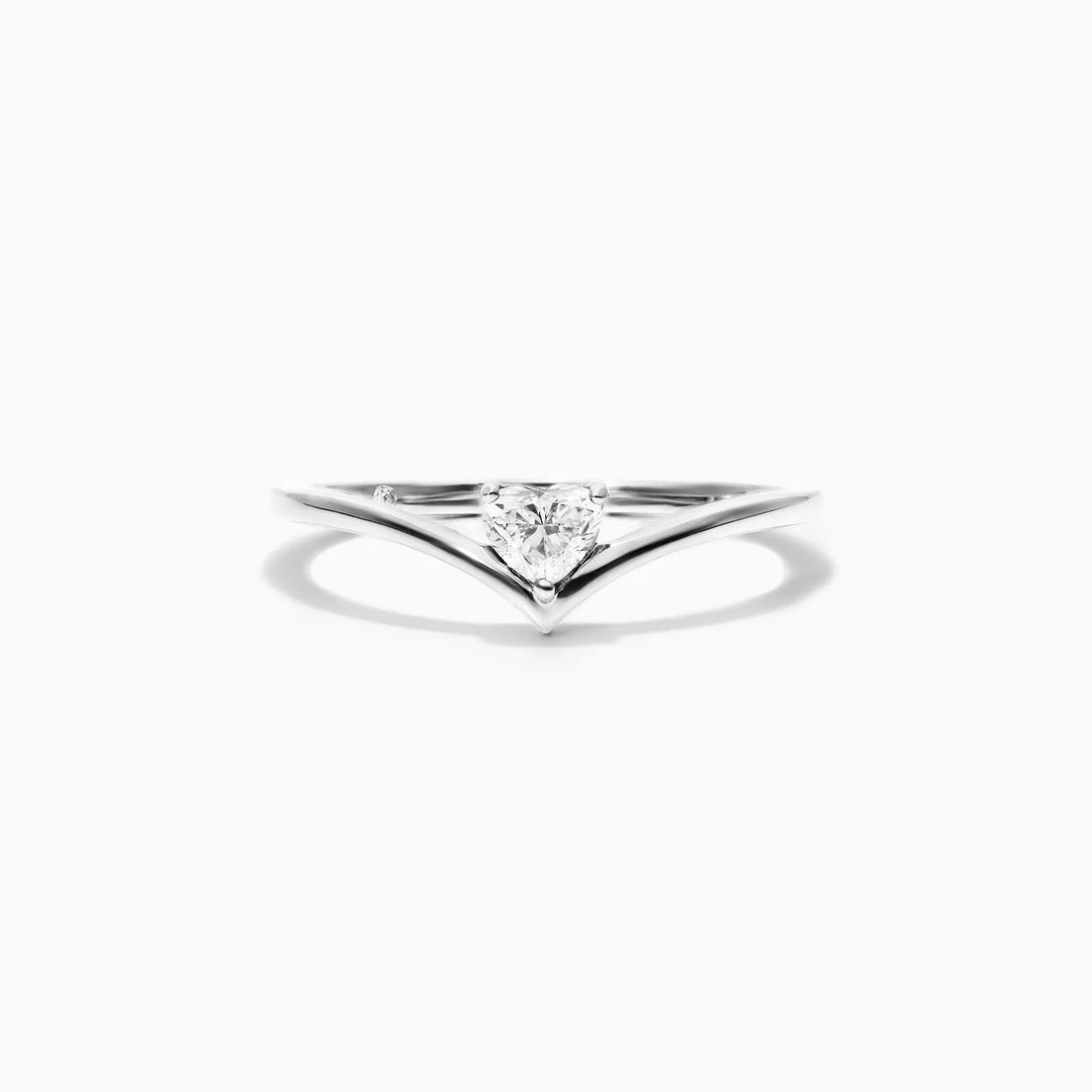 Anel De Ouro Branco 18k Em V De Luxo Diamante Solitario Hearth