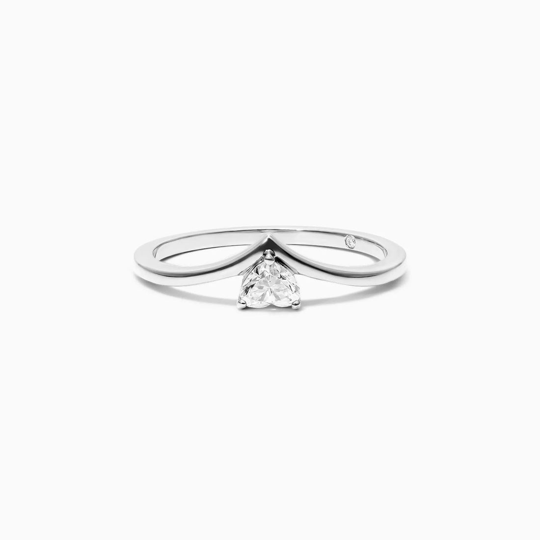 Anel De Ouro Branco 18k Em V De Luxo Diamante Solitario Hearth