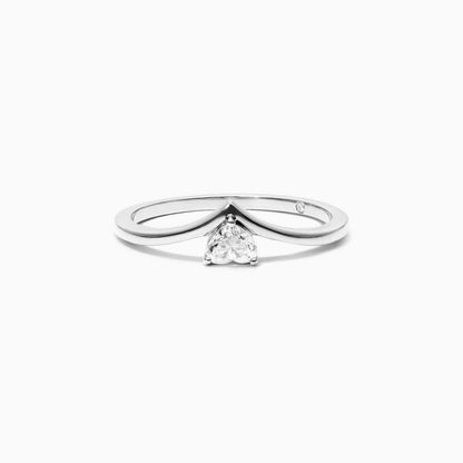 Anel De Ouro Branco 18k Em V De Luxo Diamante Solitario Hearth