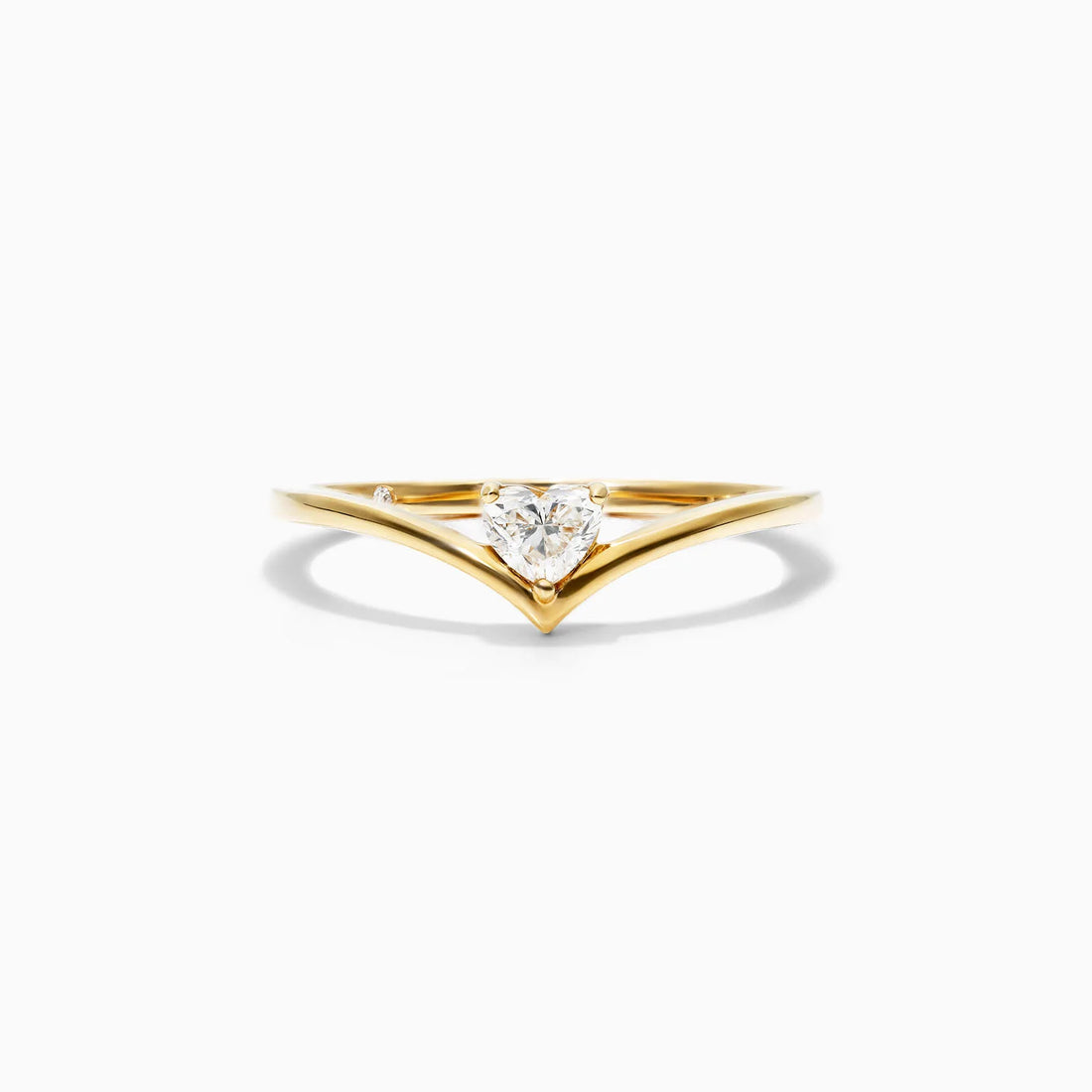Anel De Ouro Amarelo 18k Em V De Luxo Diamante Solitario Hearth