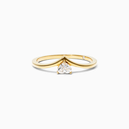 Anel De Ouro Amarelo 18k Em V De Luxo Diamante Solitario Hearth