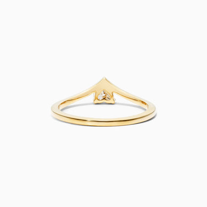 Anel De Ouro Amarelo 18k Em V De Luxo Diamante Solitario Hearth