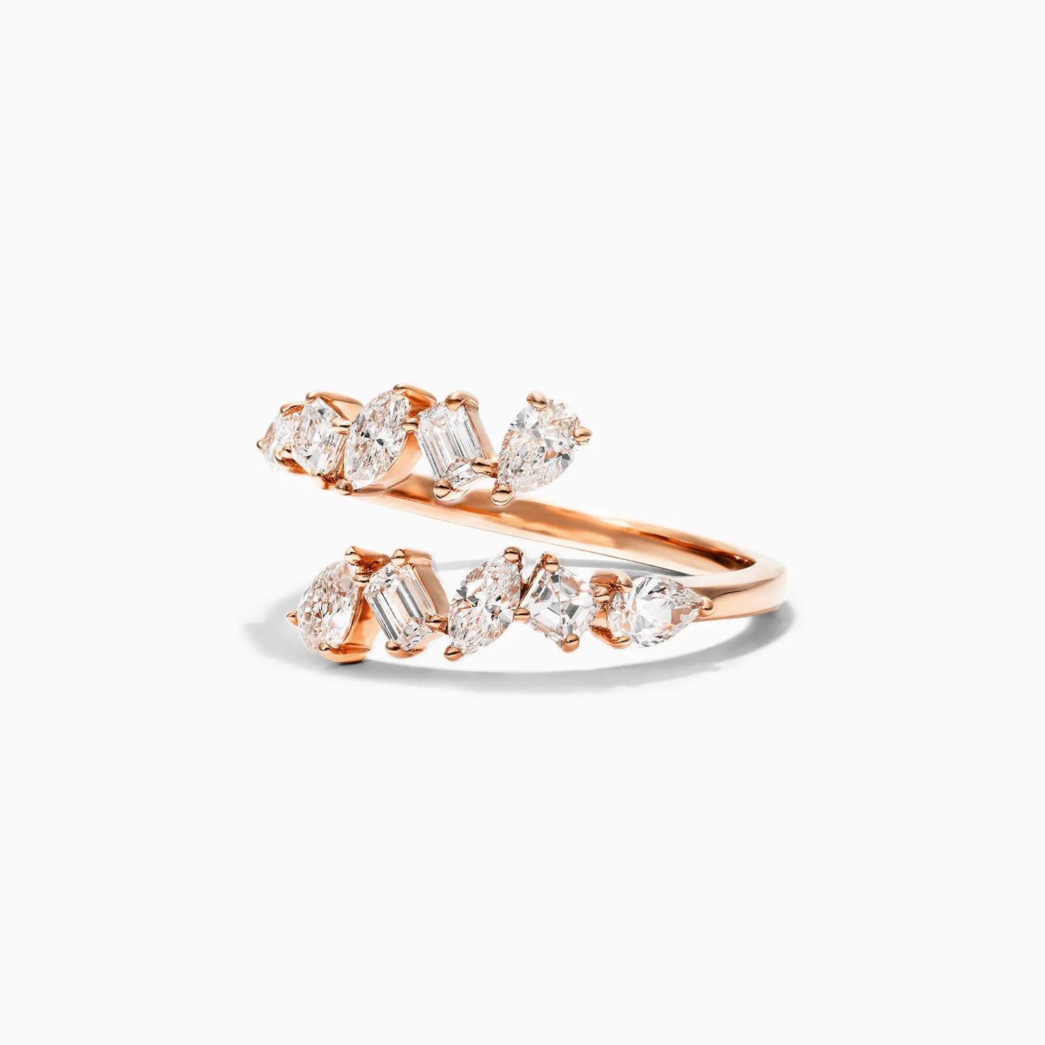 Anel De Ouro 18k Luxo de Diamantes Variados