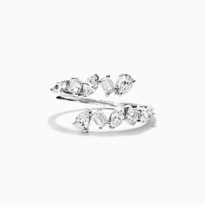 Anel De Ouro 18k Luxo de Diamantes Variados