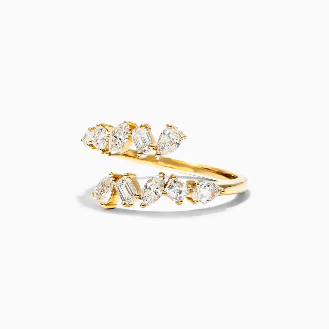 Anel De Ouro 18k Luxo de Diamantes Variados