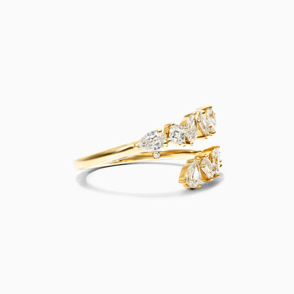 Anel De Ouro 18k Luxo de Diamantes Variados