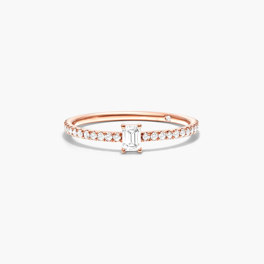 Anel De Ouro 18k Noivado C/ Diamante Quadrado e Brilhantes