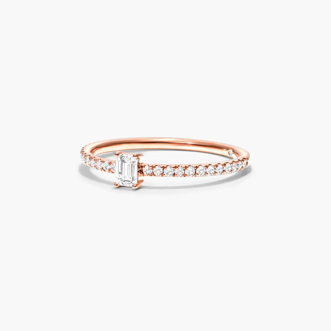 Anel De Ouro 18k Noivado C/ Diamante Quadrado e Brilhantes