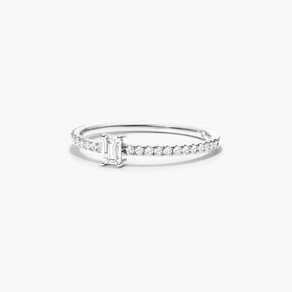 Anel De Ouro 18k Noivado C/ Diamante Quadrado e Brilhantes