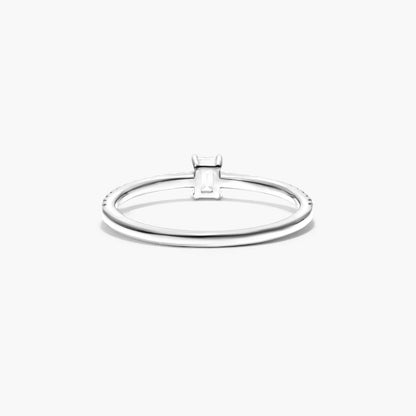 Anel De Ouro 18k Noivado C/ Diamante Quadrado e Brilhantes