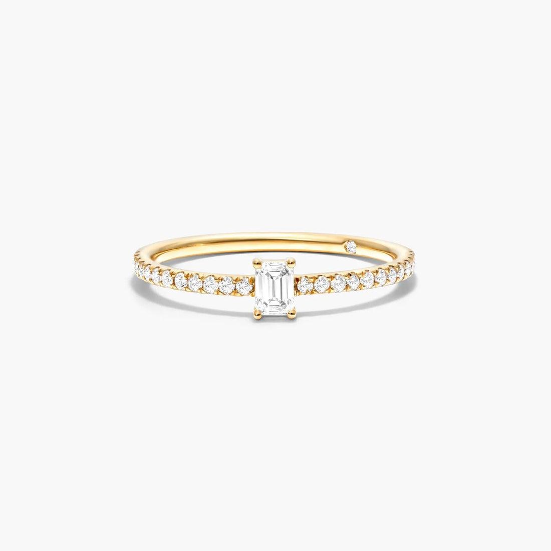 Anel De Ouro 18k Noivado C/ Diamante Quadrado e Brilhantes
