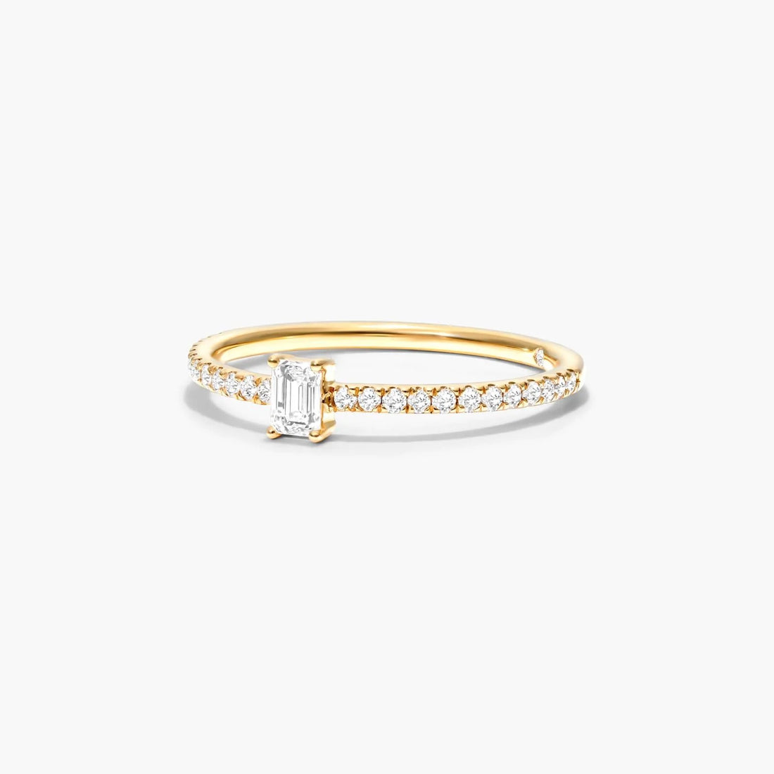Anel De Ouro 18k Noivado C/ Diamante Quadrado e Brilhantes