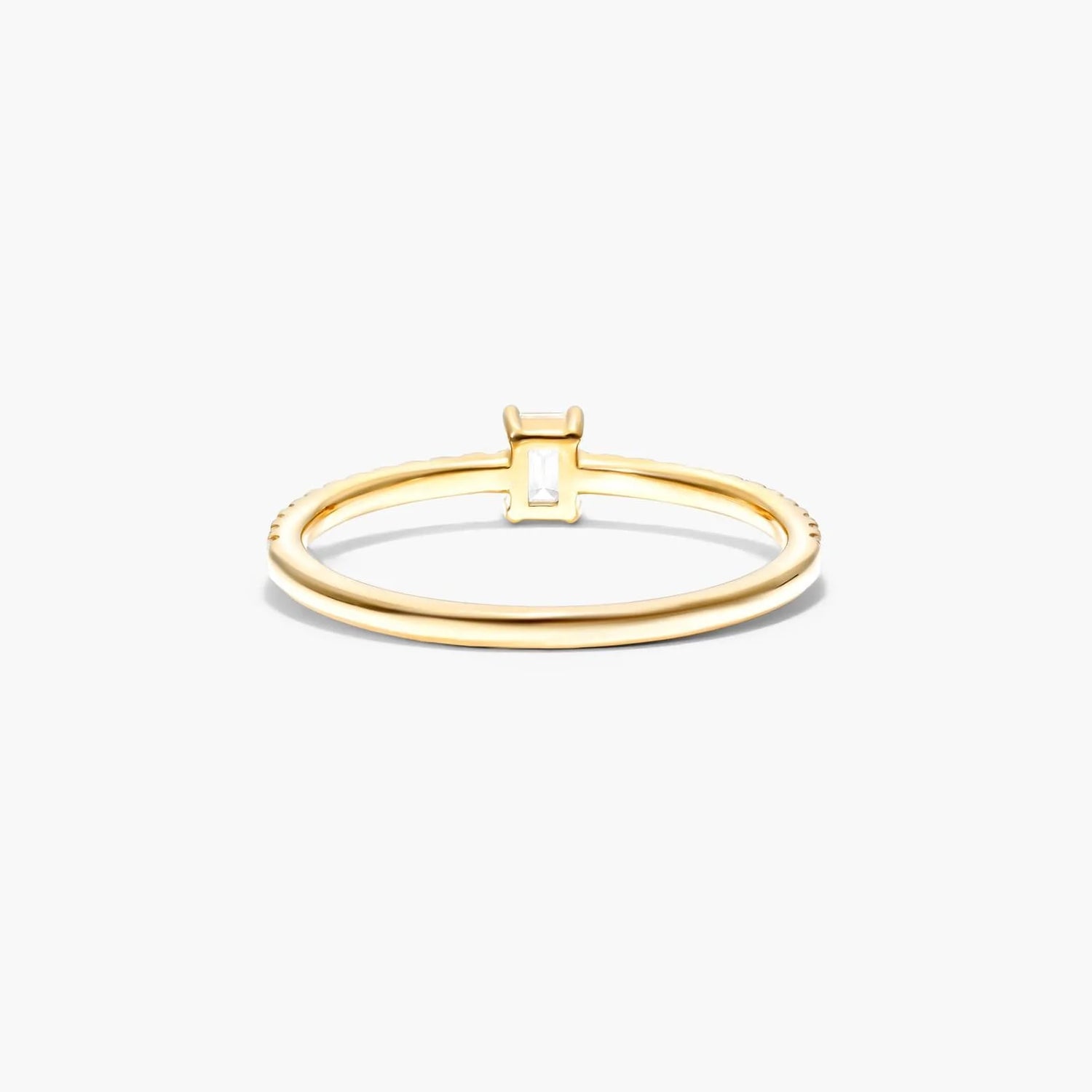 Anel De Ouro 18k Noivado C/ Diamante Quadrado e Brilhantes
