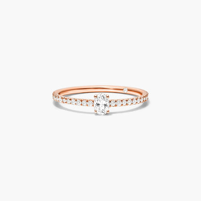 Anel De Ouro 18k Noivado C/ Diamante Oval E Brilhantes