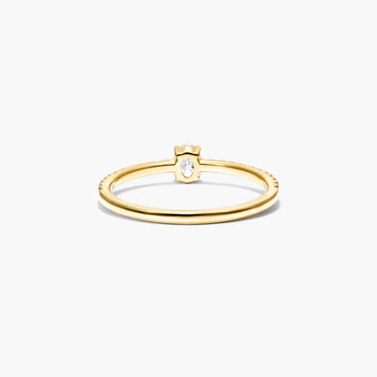 Anel De Ouro 18k Noivado C/ Diamante Oval E Brilhantes