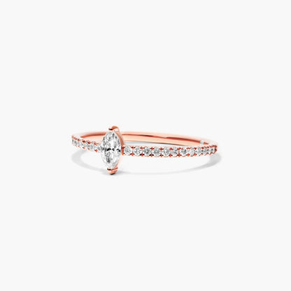 Anel De Ouro 18k Noivado C/ Diamante Marquise E Brilhantes