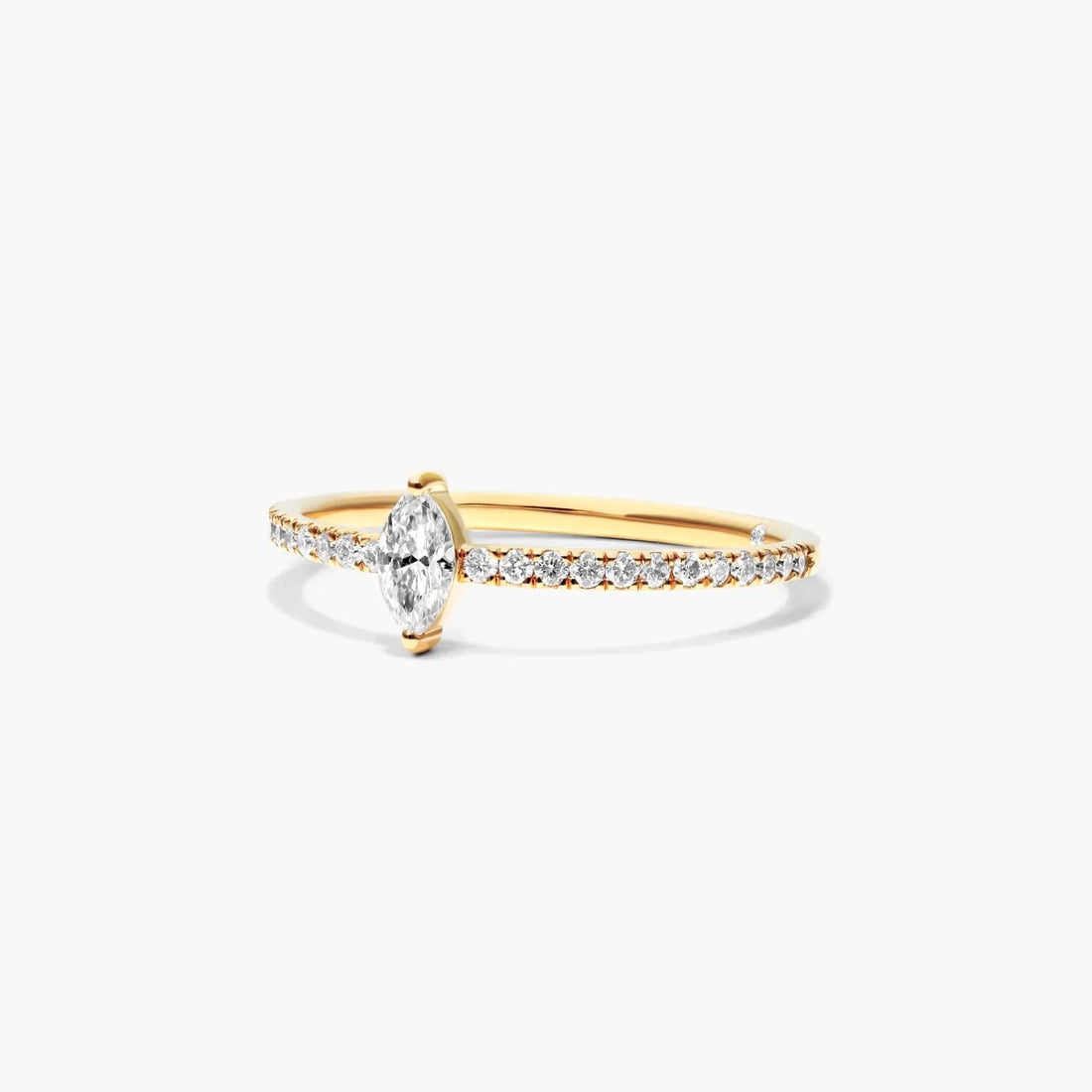 Anel De Ouro 18k Noivado C/ Diamante Marquise E Brilhantes
