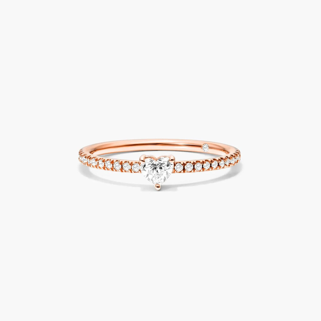 Anel De Ouro 18k Noivado C/ Diamante Heart E Brilhantes