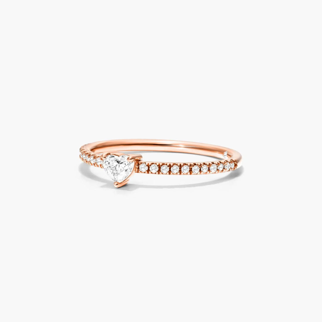 Anel De Ouro 18k Noivado C/ Diamante Heart E Brilhantes