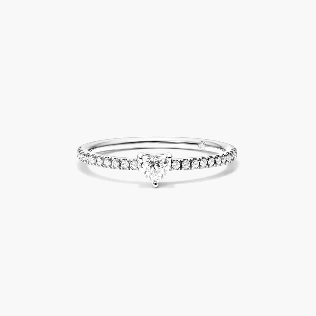 Anel De Ouro 18k Noivado C/ Diamante Heart E Brilhantes