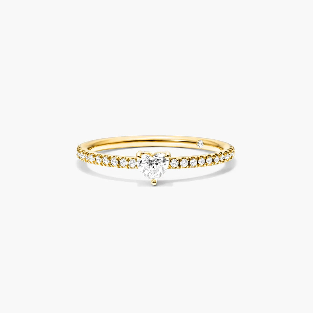 Anel De Ouro 18k Noivado C/ Diamante Heart E Brilhantes
