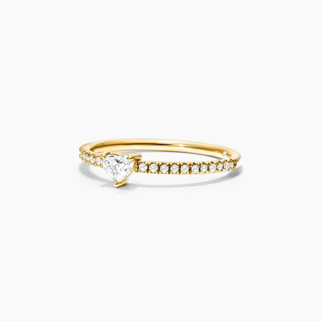 Anel De Ouro 18k Noivado C/ Diamante Heart E Brilhantes