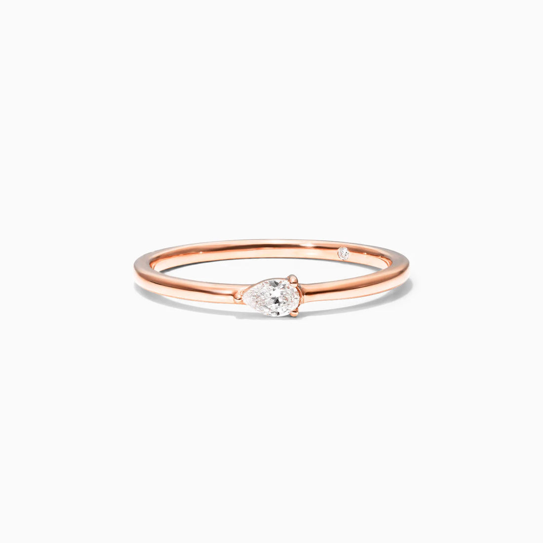 Anel De Ouro Rosa 18k Delicado Diamante Pera Solitario