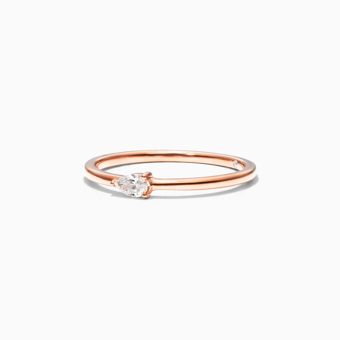 Anel De Ouro Rosa 18k Delicado Diamante Pera Solitario
