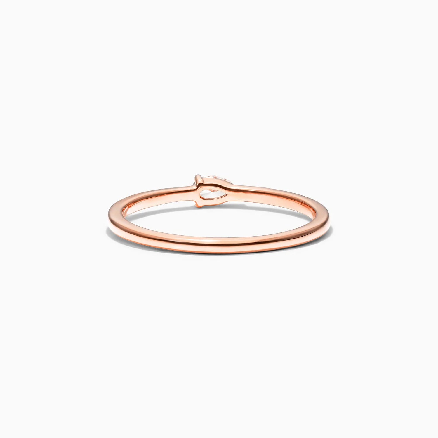 Anel De Ouro Rosa 18k Delicado Diamante Pera Solitario