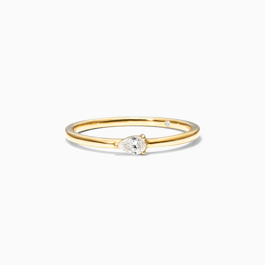 Anel De Ouro Amarelo 18k Delicado Diamante Pera Solitario
