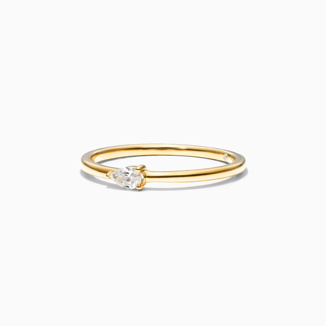 Anel De Ouro Amarelo 18k Delicado Diamante Pera Solitario