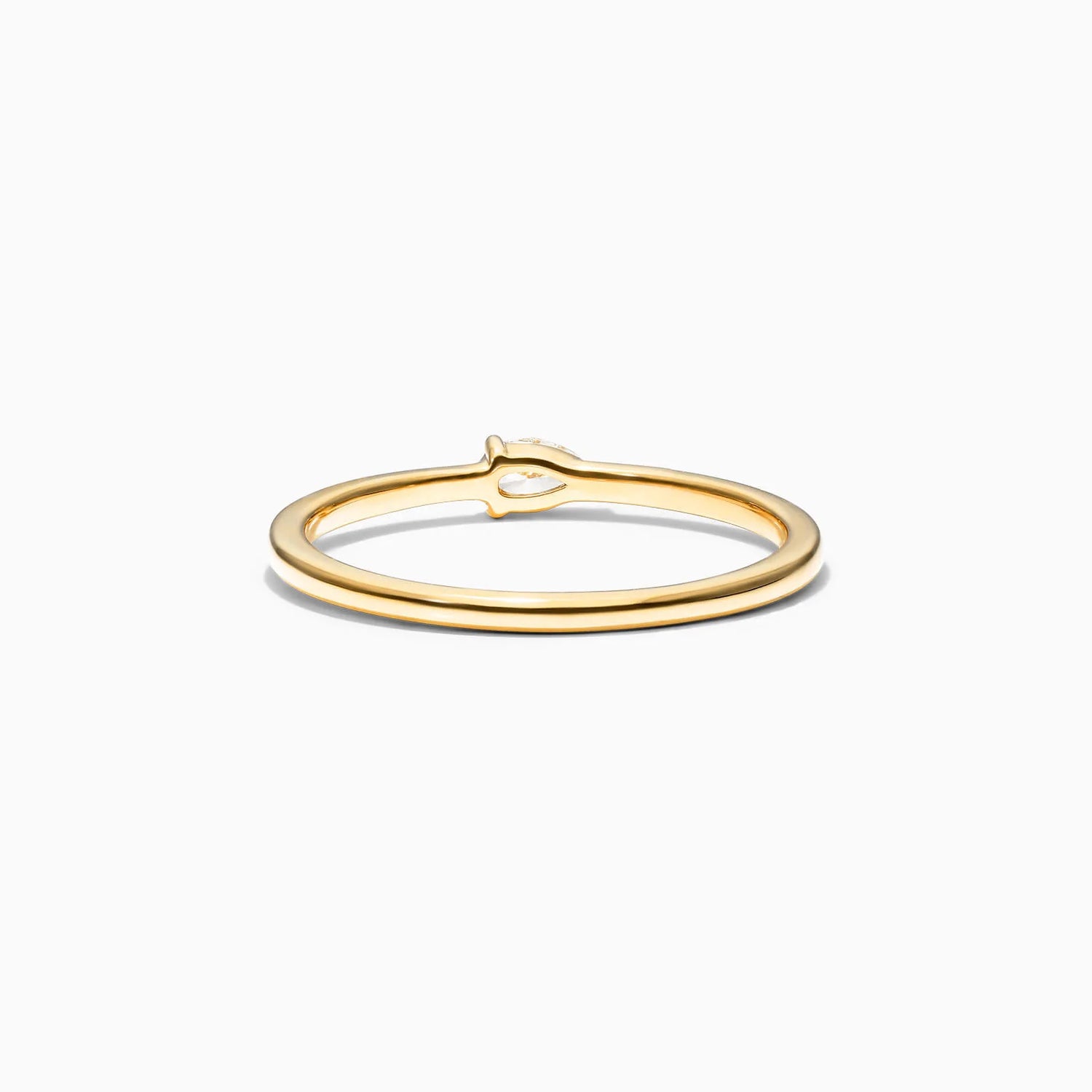 Anel De Ouro Amarelo 18k Delicado Diamante Pera Solitario