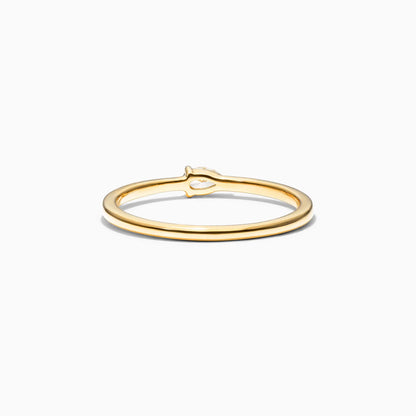 Anel De Ouro Amarelo 18k Delicado Diamante Pera Solitario