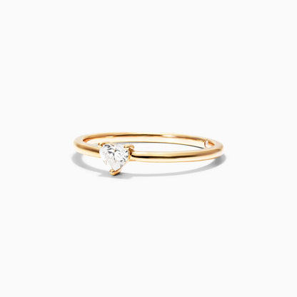Anel De Diamante Coraçao Solitario Noivado em Ouro 18k Luxo